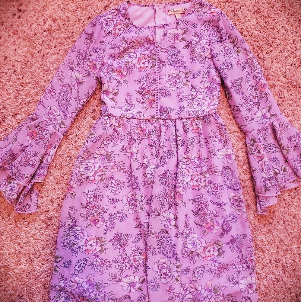 Purple Floral Girls Dress